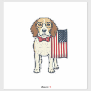 Patriotic Beagle with Flag Vintage Vector Art_1