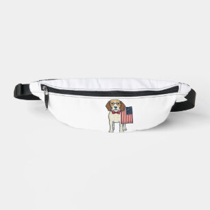 Patriotic Beagle with Flag Vintage Vector Art_1 Bum Bags