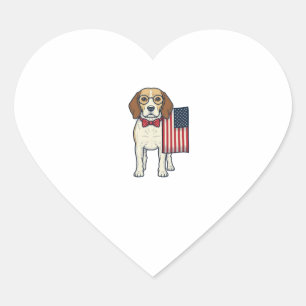 Patriotic Beagle with Flag Vintage Vector Art_1 Heart Sticker