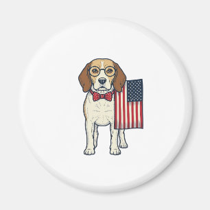 Patriotic Beagle with Flag Vintage Vector Art_1 Magnet