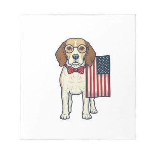 Patriotic Beagle with Flag Vintage Vector Art_1 Notepad