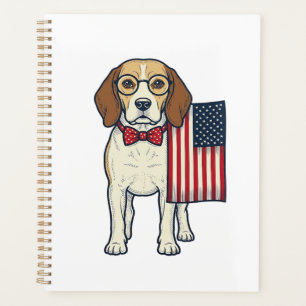 Patriotic Beagle with Flag Vintage Vector Art_1 Planner
