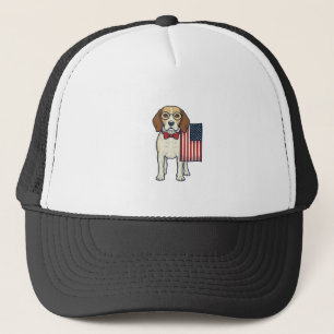 Patriotic Beagle with Flag Vintage Vector Art_1 Trucker Hat