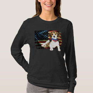 Patriotic Beagles American Flag Dog Men Women T-Shirt