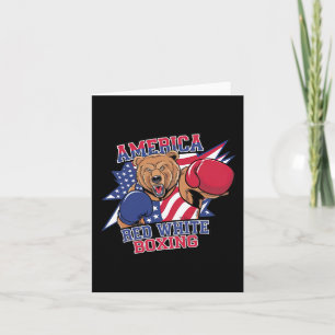Patriotic Bear Boxing - Red White Usa Glory Card