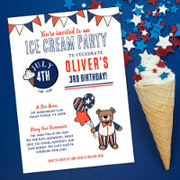 Patriotic Bear Ice Cream Party Birthday