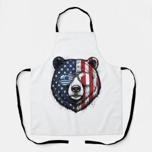 Patriotic Bear Sunglasses Vintage Vector Shirt_1 Apron