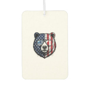 Patriotic Bear Sunglasses Vintage Vector Shirt_1 Car Air Freshener