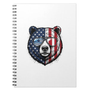 Patriotic Bear Sunglasses Vintage Vector Shirt_1 Notebook