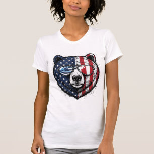 Patriotic Bear Sunglasses Vintage Vector Shirt_1 T-Shirt
