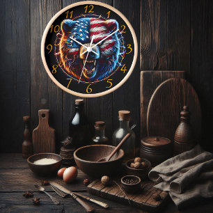 Patriotic Bear: Symbol of America Clock
