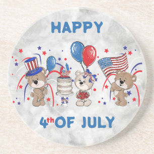 Patriotic Bears 4th Of July Coaster