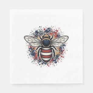Patriotic Bee Vintage Engraving Vector Design_1 Napkin