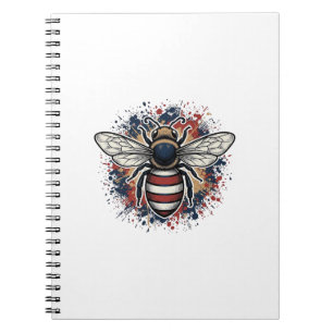 Patriotic Bee Vintage Engraving Vector Design_1 Notebook