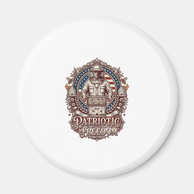 Patriotic Beekeeper Vector Graphic Tee Magnet (Front)