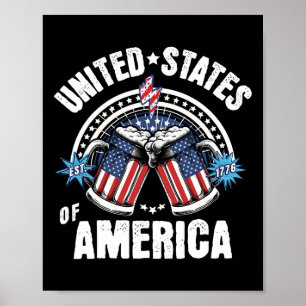Patriotic Beer American Flag 4th Of July Beer Usa  Poster