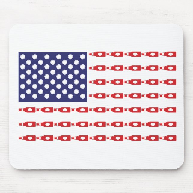 Patriotic Beer Bottle Flag Mouse Pad (Front)