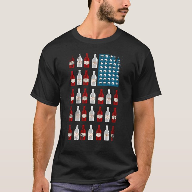 Patriotic Beer Bottle USA American Flag T-Shirt (Front)