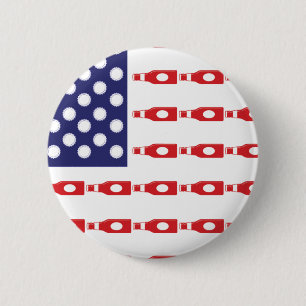 Patriotic Beer Bottles 6 Cm Round Badge