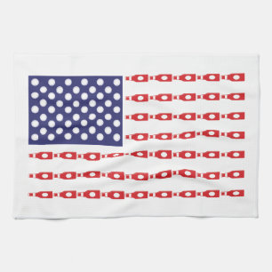 Patriotic Beer Bottles Tea Towel