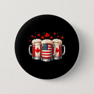 Patriotic Beer Canada Usa Flag Maple Leaf Canadian 6 Cm Round Badge