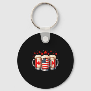 Patriotic beer canada usa flag maple leaf canadian key ring
