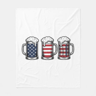 Patriotic Beer Mugs Vintage Vector Shirt Design_1 Fleece Blanket