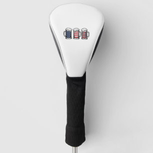 Patriotic Beer Mugs Vintage Vector Shirt Design_1 Golf Head Cover