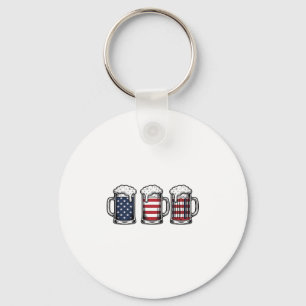 Patriotic Beer Mugs Vintage Vector Shirt Design_1 Key Ring