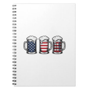 Patriotic Beer Mugs Vintage Vector Shirt Design_1 Notebook