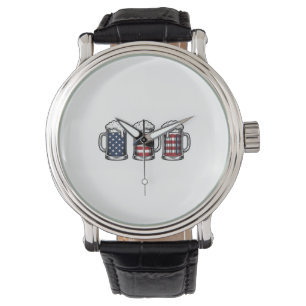 Patriotic Beer Mugs Vintage Vector Shirt Design_1 Watch