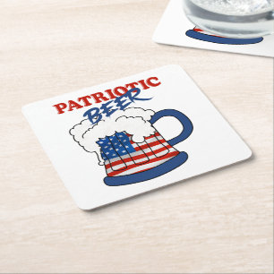 Patriotic beer square paper coaster