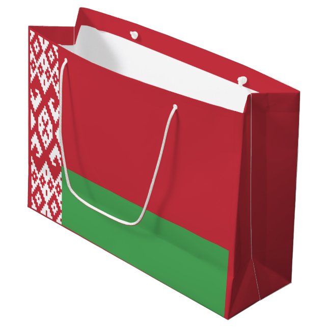Patriotic Belarusian Flag Large Gift Bag (Front Angled)