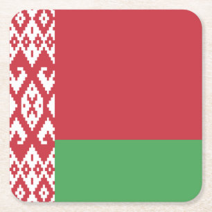 Patriotic Belarusian Flag Square Paper Coaster