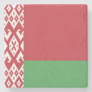 Patriotic Belarusian Flag Stone Coaster