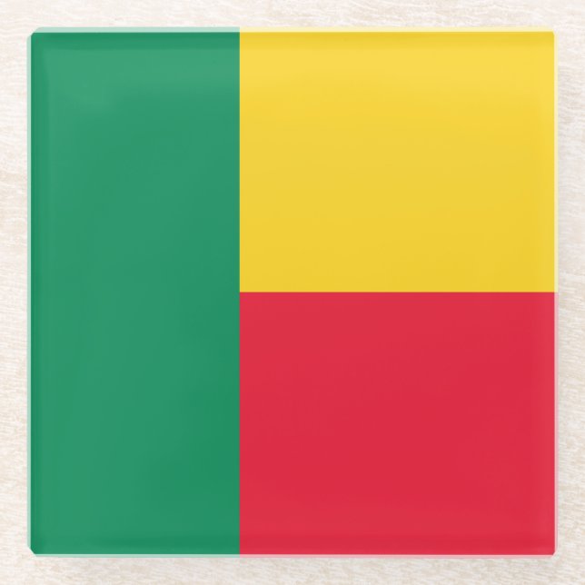 Patriotic Benin Flag Glass Coaster (Front)