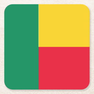 Patriotic Benin Flag Square Paper Coaster