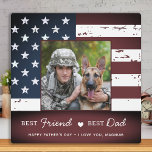 Patriotic Best FRIEND Best DAD Military Dog Photo Plaque<br><div class="desc">Best Friend Best Dad ♡... Surprise your favourite Dog Dad whether it's his birthday, Father's Day or Christmas with this patriotic American Flag custom photo plaque. Customise this dog plaque with the dog favourite photo and name ! Personalise with dogs name and message. This military dog dad plaque is perfect...</div>