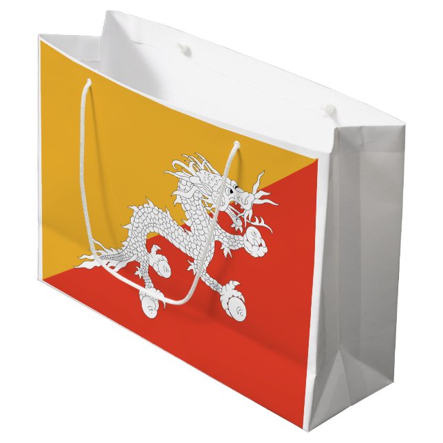 Patriotic Bhutan Flag Large Gift Bag (Front Angled)