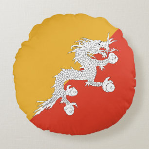 Patriotic Bhutan Flag Round Cushion