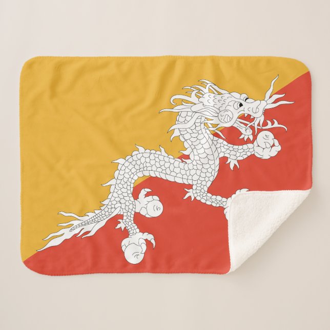 Patriotic Bhutan Flag Sherpa Blanket (Front (Horizontal))