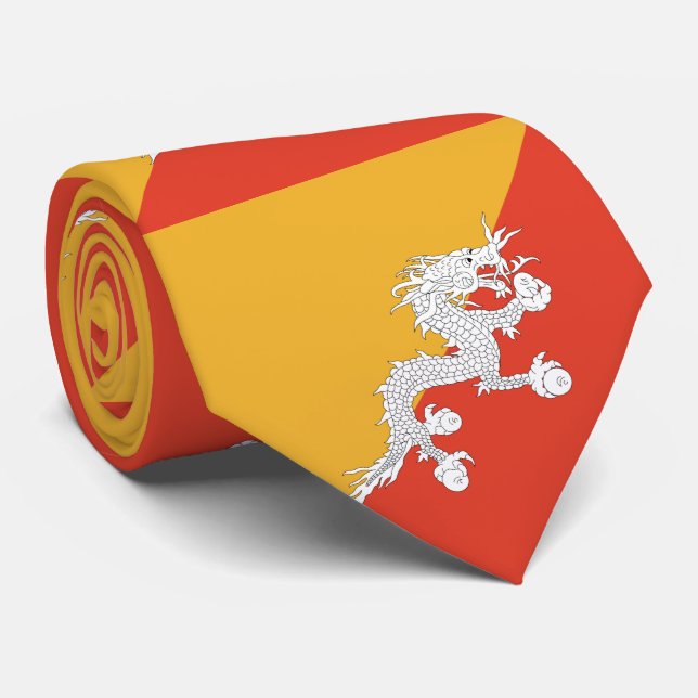Patriotic Bhutan Flag Tie (Rolled)