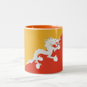 Patriotic Bhutan Flag Two-Tone Coffee Mug