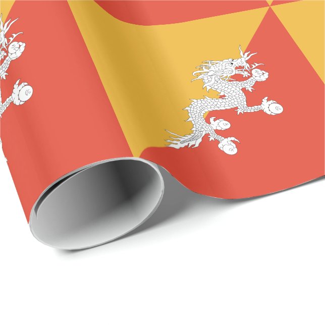 Patriotic Bhutan Flag Wrapping Paper (Roll Corner)