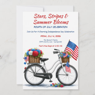 Patriotic Bicycle Fourth of July Celebration Invitation