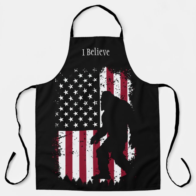 Patriotic Bigfoot – American Flag Sasquatch Apron (Front)