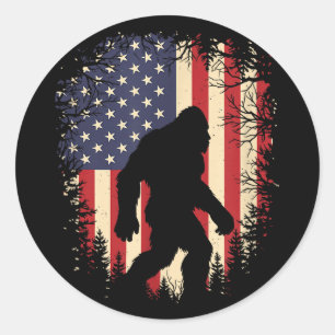 Patriotic bigfoot american flag sasquatchPatriotic Classic Round Sticker