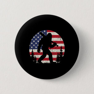 Patriotic Bigfoot Baseball American Usa Flag 4th O 6 Cm Round Badge