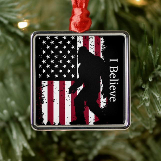 Patriotic Bigfoot  Metal Ornament (Tree)