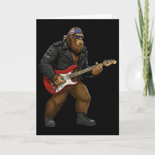 Patriotic Bigfoot Playing Guitar 4th Of July Ameri Card